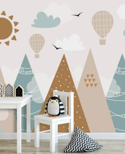cute doodled mountains wallpaper mural in pastel colours cute doodled mountains wallpaper mural in pastel colours