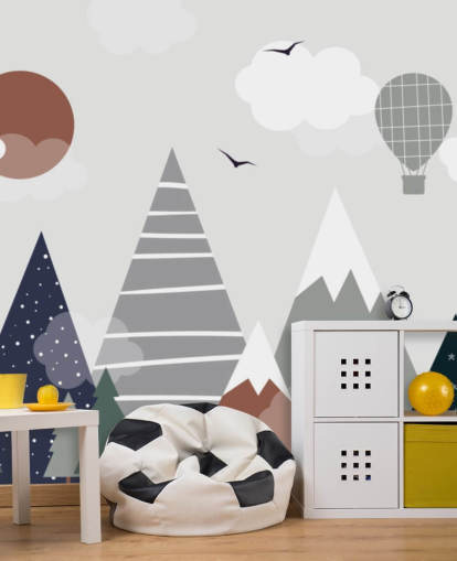 carta da parati murale personalizzata per bambini con montagne grigie e blu per le camerette dei bambini carta da parati murale personalizzata per bambini con montagne grigie e blu per le camerette dei bambini
