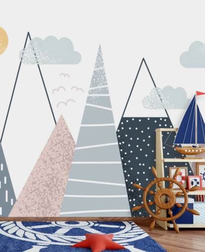 Carta da parati murale con grazioso paesaggio di montagna