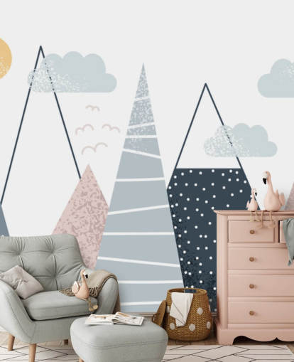 Cute Mountain Landscape Wallpaper Mural