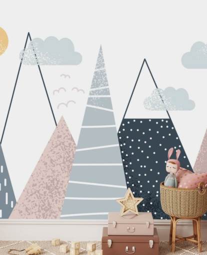 Papier peint mural de paysage de montagne mignon