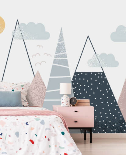 Papier peint mural de paysage de montagne mignon