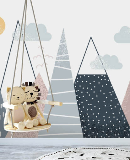 Mural de papel de parede de paisagem montanhosa fofo Mural de papel de parede de paisagem montanhosa fofo