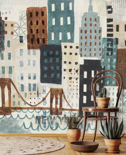 Decorazione murale con pittura astratta di New York