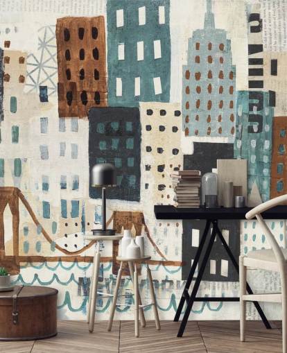 Abstrakt maleri av New York veggmaleri Abstrakt maleri av New York veggmaleri