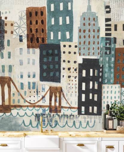 Pintura abstrata do mural de parede de Nova York Pintura abstrata do mural de parede de Nova York