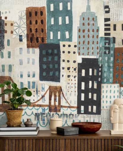 Abstrakt maleri av New York veggmaleri Abstrakt maleri av New York veggmaleri