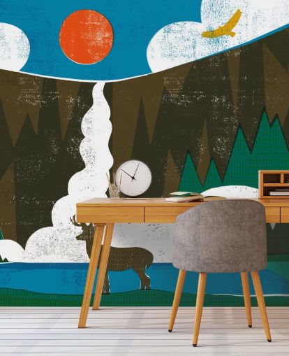 Colourful Stag and Mountains Wallpaper Colourful Stag and Mountains Wallpaper