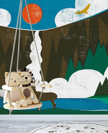 Colourful Stag and Mountains Wallpaper Colourful Stag and Mountains Wallpaper