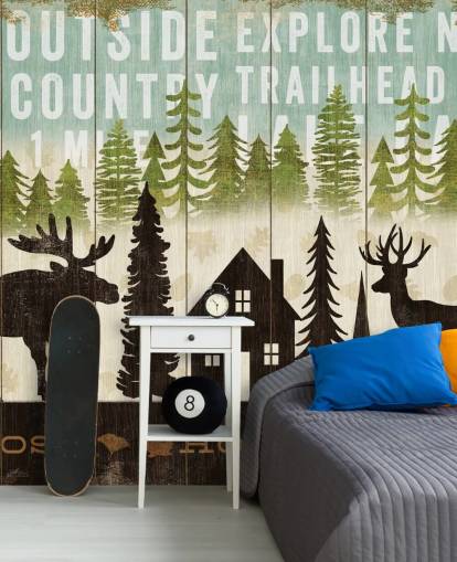 alte hölzerne Landschild-Tapete