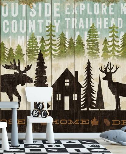 alte hölzerne Landschild-Tapete