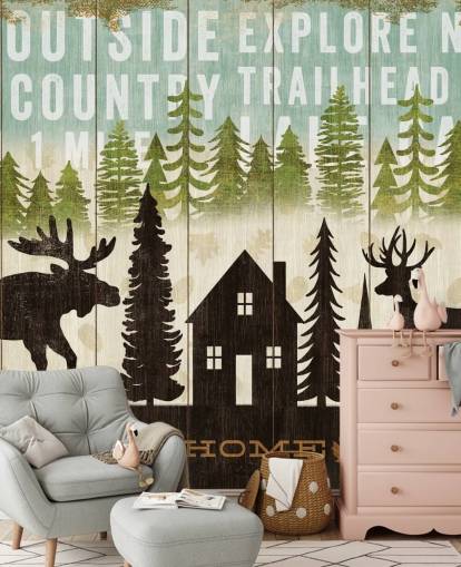 alte hölzerne Landschild-Tapete