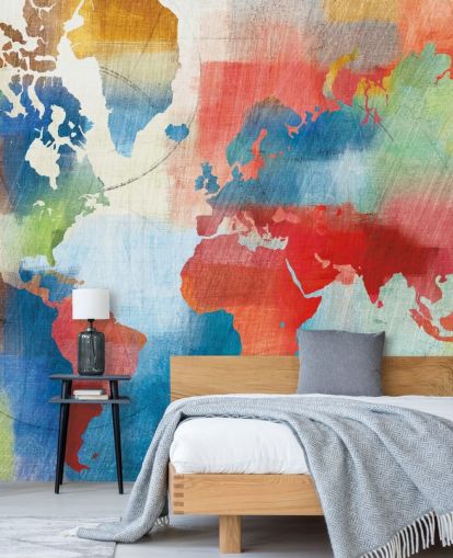 Papier peint cartographique coloré