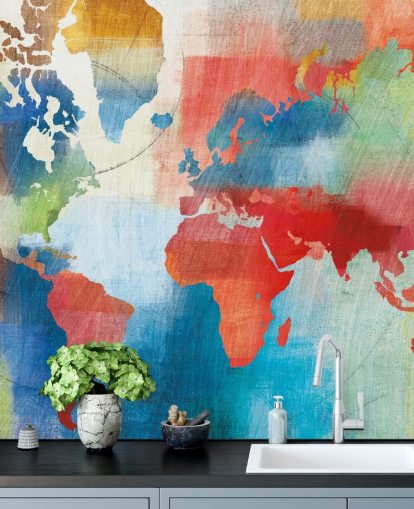 Papier peint cartographique coloré