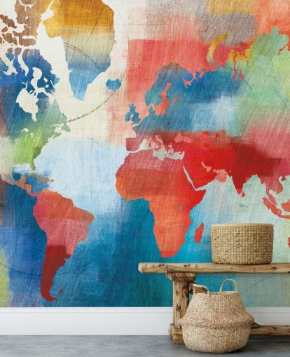 Papier peint cartographique coloré Papier peint cartographique coloré