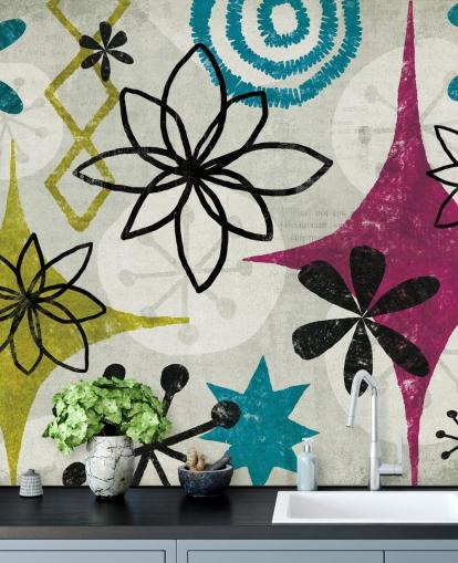 papier peint à motifs violet, vert et gris papier peint à motifs violet, vert et gris