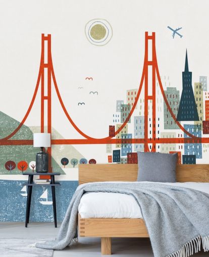 san francisco bridge veggmaleri