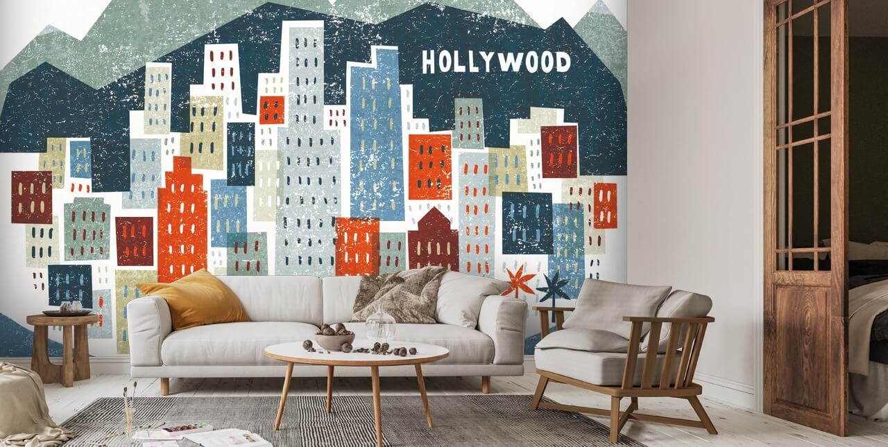 Colourful Los Angeles Wall Mural Wallsauce UK