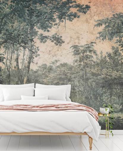 forest in the sun vintage wallpaper mural