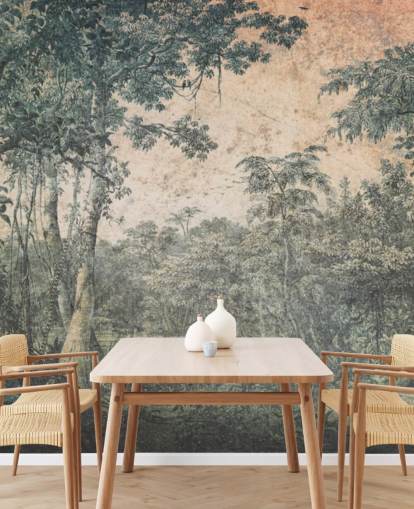 forest in the sun vintage wallpaper mural