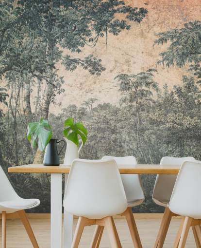 Vintage-Tapeten-Wandbild „Wald in der Sonne“