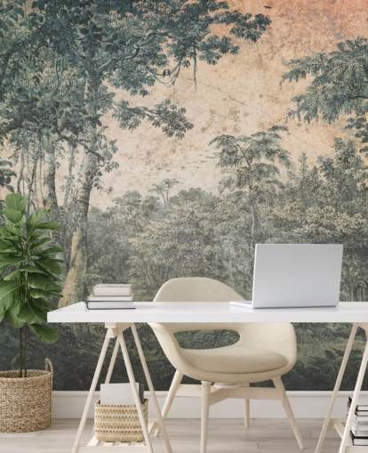 forest in the sun vintage wallpaper mural