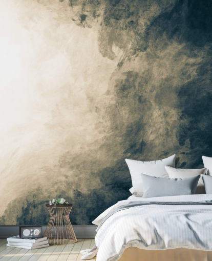 abstracte muurschildering met donkere wolken abstracte muurschildering met donkere wolken