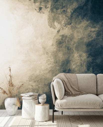 abstracte muurschildering met donkere wolken abstracte muurschildering met donkere wolken