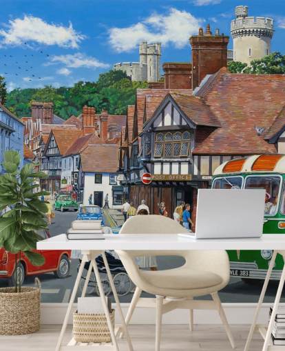 custom bygone era care home wall mural of Arundel by Trevor Mitchell