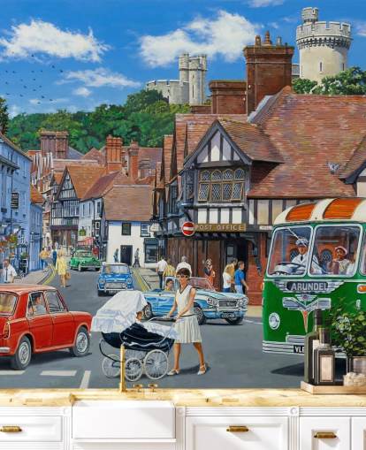 anpassad svunnen tid vårdhem väggmålning av Arundel av Trevor Mitchell