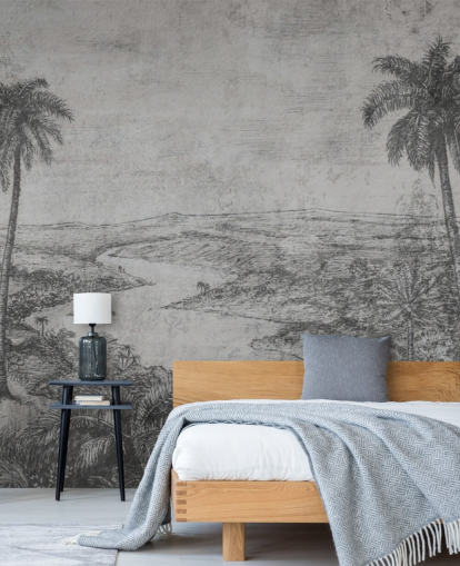 palms in the desert rustic vintage jungle wallpaper mural
