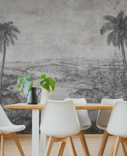 palms in the desert rustic vintage jungle wallpaper mural