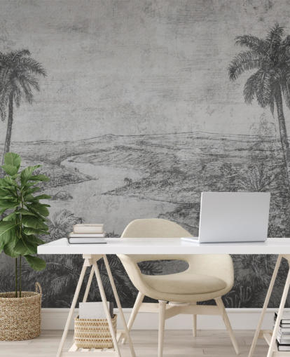 palms in the desert rustic vintage jungle wallpaper mural
