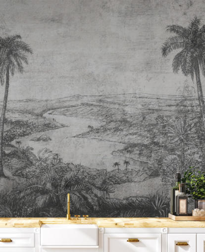 palms in the desert rustic vintage jungle wallpaper mural palms in the desert rustic vintage jungle wallpaper mural