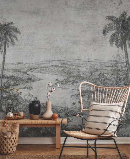 palms in the desert rustic vintage jungle wallpaper mural