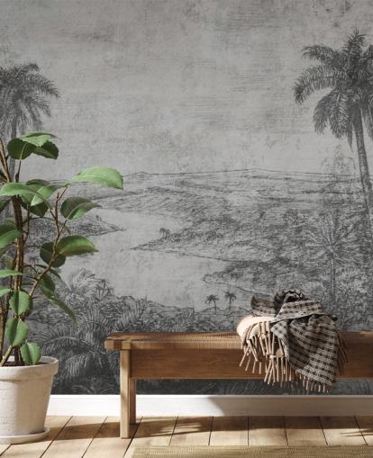 palms in the desert rustic vintage jungle wallpaper mural