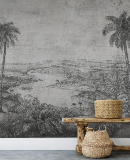 palms in the desert rustic vintage jungle wallpaper mural