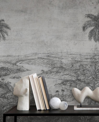 palmer i ørkenen rustikt vintage jungle tapetmaleri