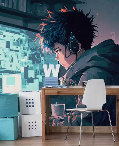 tilpassbar anime veggmaleri kalt Anime Computer for tenåringssoverom tilpassbar anime veggmaleri kalt Anime Computer for tenåringssoverom