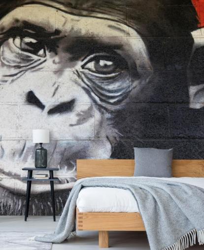 Chimpanzee Graffiti Wallpaper Mural