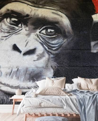 Chimpanzee Graffiti Wallpaper Mural