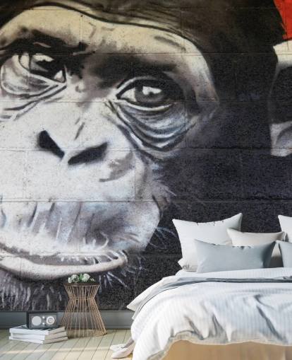 Chimpanzee Graffiti Wallpaper Mural