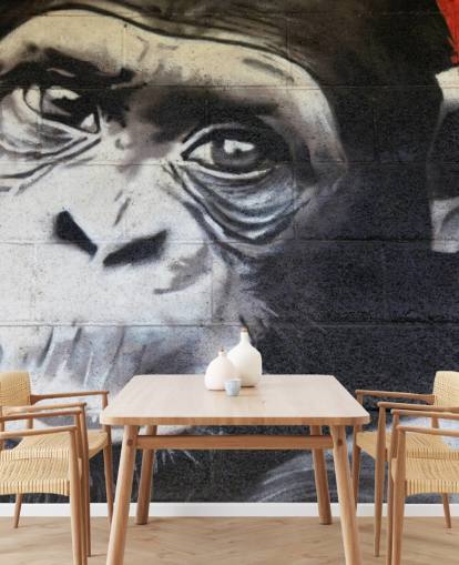 Chimpanzee Graffiti Wallpaper Mural