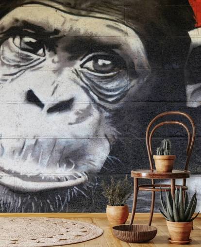 Chimpanzee Graffiti Wallpaper Mural