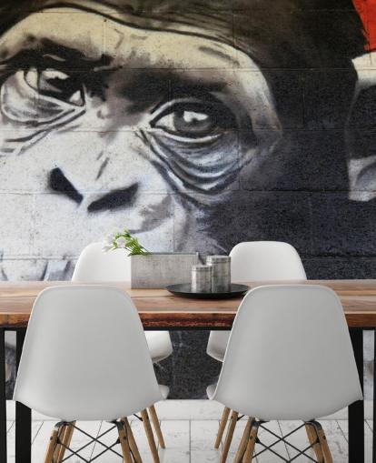 Chimpanzee Graffiti Wallpaper Mural