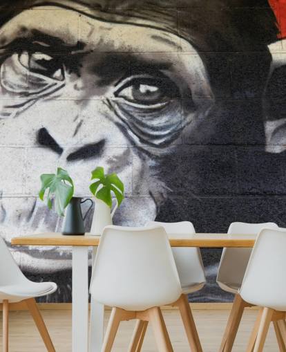 Chimpanzee Graffiti Wallpaper Mural