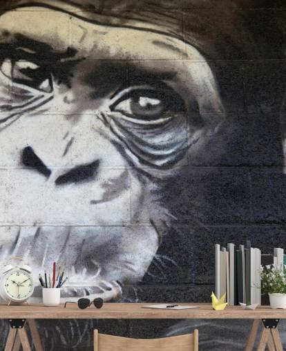 Chimpanzee Graffiti Wallpaper Mural