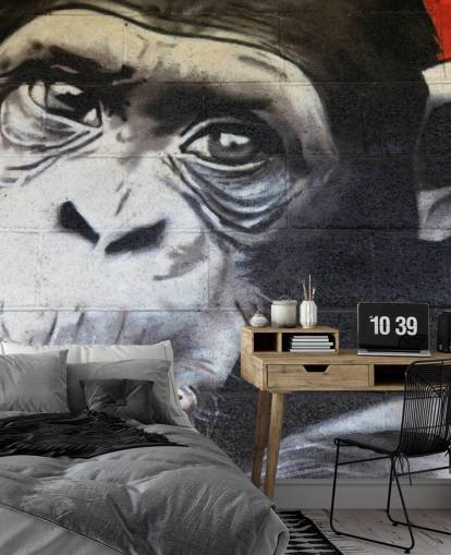 Papier Peint Fresque Graffiti Chimpanzé