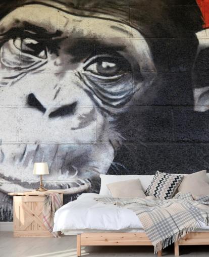 Chimpansee Graffiti Behang Muurschildering