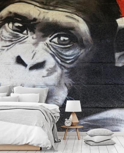 Chimpanzee Graffiti Wallpaper Mural